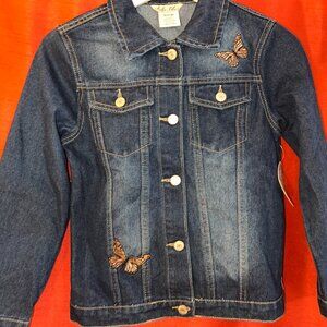 🆕  Girls Butterfly Denim Jacket by Soho Blue (Size 10/12)